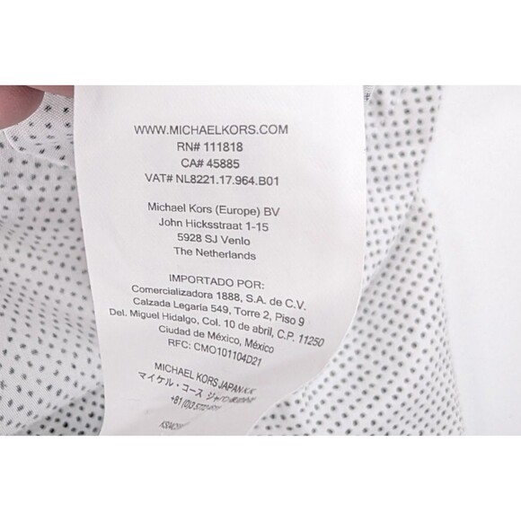 Michael Kors White Polka Dot Short Sleeve Collared Button Up T-Shirt Size Small - Picture 8 of 10